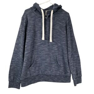 Esstive XL Marled Blue Ultra Soft Fleece Quarter Zip Hoodie Sweatshirt NWT